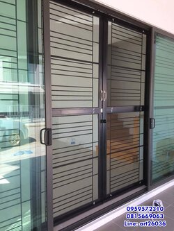 เหล็กดัดพร้อมมุ้งลวด ประตู