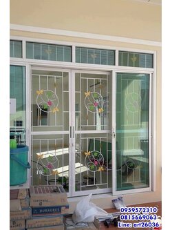 เหล็กดัดพร้อมมุ้งลวด ประตู