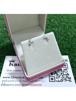 ต่างหูเงินแท้ โลมา กว้าง 6 มิล สูง 7 มิล