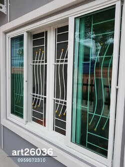 หน้าต่าง ประตู เหล็กดัดพร้อมมุ้งลวด ลายโค้ง