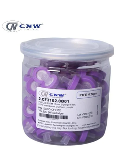 13 mm. 0.22 um PTFE (hydrophobic) Syringe filter (100/pk) P/N 2.CF3102.0001