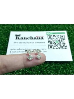 ต่างหูเงินแท้ สูง 1.1 ซม. กว้าง 6 มิล ประดับเพชร สนใจสอบถามได้จ้า