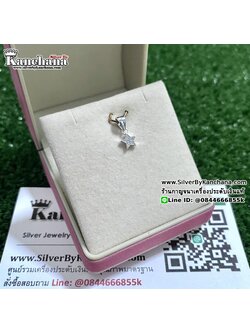 จี้เงินแท้ ประดับเพชร รูปดาว กว้าง 5 มิล