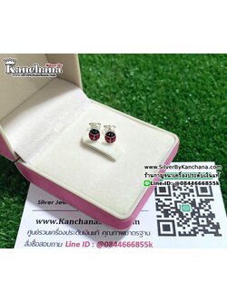 ต่างหูเงินแท้ ลงยาสี เต่าทองเงินแท้ กว้าง 5 มิล สูง 6 มิล