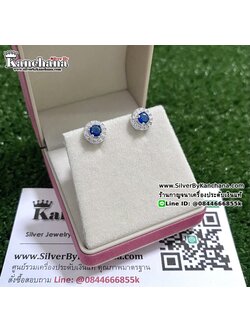 ต่างหูเงินแท้ ประดับเพชร ขนาด 7 มิล สวยๆ มาแล้วจ้า