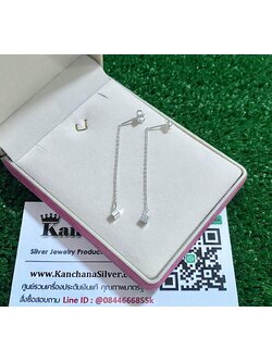 ต่างหูเงินแท้ ความยาว 4.5 ซม. สี่เหลี่ยมเงิน ขนาด 4 มิล สวยๆ สนใจสอบถามได้จ้า