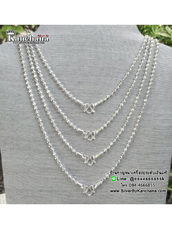 สร้อยคอเงินแท้ ลายเม็ดบอลตัดเงา หนา 3 มิล ยาว 16 - 24 นิ้ว
