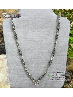 สร้อยคอเงินแท้ ลายบาหลี ลงยา หนา 3.3 มิล 5 ห่วง ยาว 28 - 30 นิ้ว