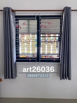 ติดตั้งผ้าม่านสวยๆ เหล็กดัดลายคิตตี้