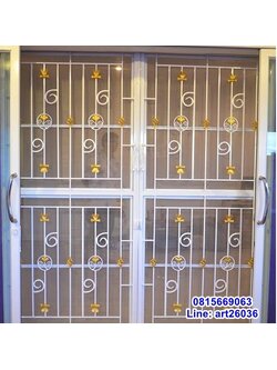 เหล็กดัดพร้อมมุ้งลวด ประตู