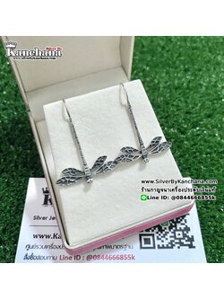 ต่างหูเงินแท้ แบบคล้อง งานลงยา กว้าง 2.8 ซม. สูง 3 ซม. สวยๆ สนใจสอบถามได้จ้า