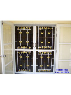 เหล็กดัดพร้อมมุ้งลวด ประตู