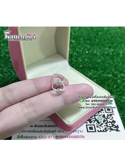 ต่างหูห่วงเงินแท้ ประดับเพชร ขนาดต่างหู กว้าง 1 ซม. ดาวขนาด 5 มิล