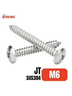 สกรูเกลียวปล่อยหัวร่มสแตนเลส (JT) M6 (10mm - 50mm)