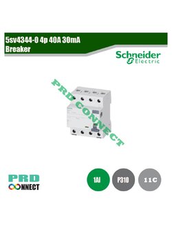 5SV4344-0 4P 40A 30MA., BREAKER SIEMENS