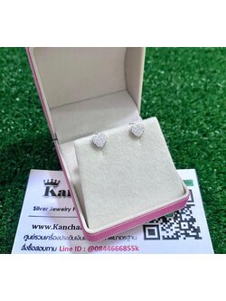 ต่างหูเงินแท้ ประดับเพชร หัวใจ ขนาด 7 มิล สวยๆ มาแล้วจ้า 🔸