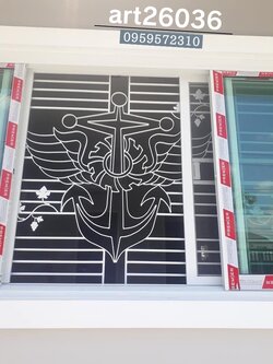 เหล็กดัดสีอบขาวพร้อมมุ้งลวด บานเลื่อน สั่งทำพิเศษ