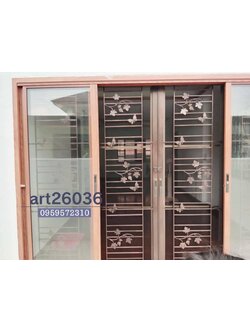 เหล็กดัดพร้อมมุ้งลวด ผีเสื้อ สีน้ำตาลล้วน