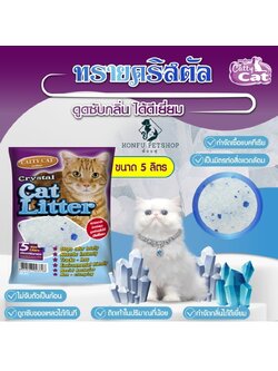 Catty Cat Crystal DB80 ทรายแมว คริสตัล จากซิลิกาเจล ดูดซับกลิ่นดีเยี่ยม เป็นมิตรต่อสิ่งแวดล้อม ไม่ติดเท้า ขนาด 5ลิตร