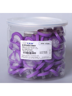 25 mm. 0.22 um PTFE Syringe filter (Hydrophobic) (100/pk) P/N 2.CF3202.0001