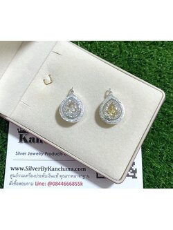 จี้หลวงปู่ทวดเงินแท้ ประดับเพชร ขนาดประมาณเหรียญ 50 สตางค์