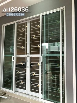 ติดตั้งเหล็กดัดพร้อมมุ้งลวด สีอบสีขาว ลายผีเสื้อ