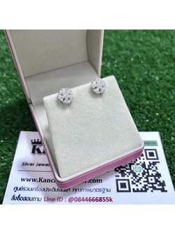 ต่างหูเงินแท้ ประดับเพชร ขนาด 7 มิล งานสวยๆ มาแล้วจ้า