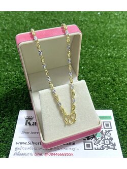 สร้อยคอเงินแท้ 2 กษัตริย์ หนา มิล ยาว 16 - 24 นิ้ว ตะขอ M