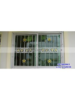 เหล็กดัดพร้อมมุ้งลวด หน้าต่าง