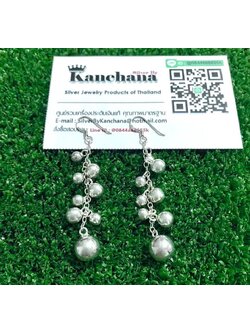 ต่างหูเงินแท้ แบบคล้อง บอลกลมใหญ่สุด ขนาด 1 ซม. ความยาวของต่างหู 5.7 ซม.