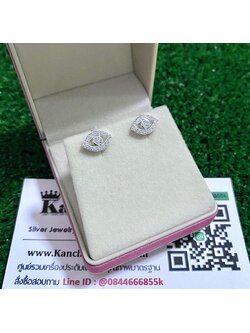 ต่างหูเงินแท้ ประดับเพชร สวยๆ สูง 7 มิล กว้าง 1 ซม. สนใจสอบถามได้จ้า