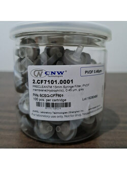 13 mm. 0.45 um PVDF (hydrophilic) Syringe filter (100/pk) P/N 2.CF7101.0001