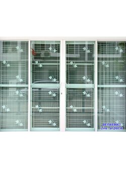 เหล็กดัดพร้อมมุ้งลวด ลายใบไม้