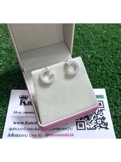 ต่างหูเงินแท้ ประดับเพชร สวยๆ สูง 1.2 ซม. กว้าง 1ซม. สนใจสอบถามได้จ้า