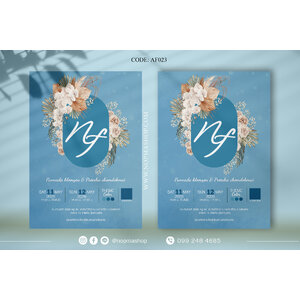 AF023-การ์ดงานแต่ง หน้า/หลัง ขนาด 5x7, 4x6, 4x7.5, 4x9 นิ้ว โทนสีฟ้า