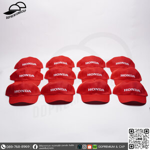 HONDA │หมวกผ้าลีวาย สีแดง│พร้อมสกรีน Logo หน้าด้าน1ตำแหน่ง