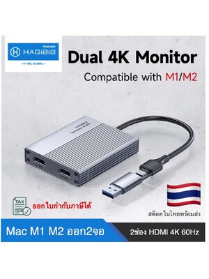 [ออกใบกำกับภาษีได้]พร้อมส่งจาก กทม Hagibis DPL01 Mac ชิพ M1 M2 M3 M4 ต่อออกสองจอได้ Dual Display