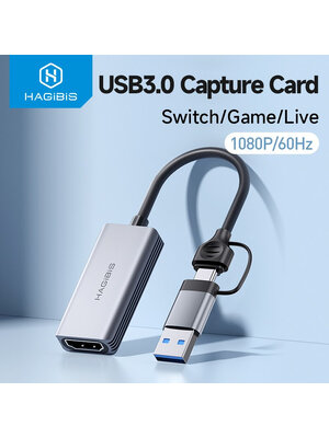 [ออกใบกำกับภาษีได้]Hagibis UCH06 Type-C การ์ด HDMI USB C 1080P HD บันทึกเกมสำหรับ PS4/5สวิทช์ที่ถ่ายทอดสดออกอากาศกล้อง