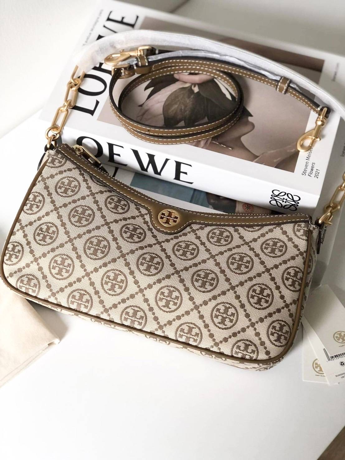 New TORY BURCH T MONOGRAM STUDIO BAG