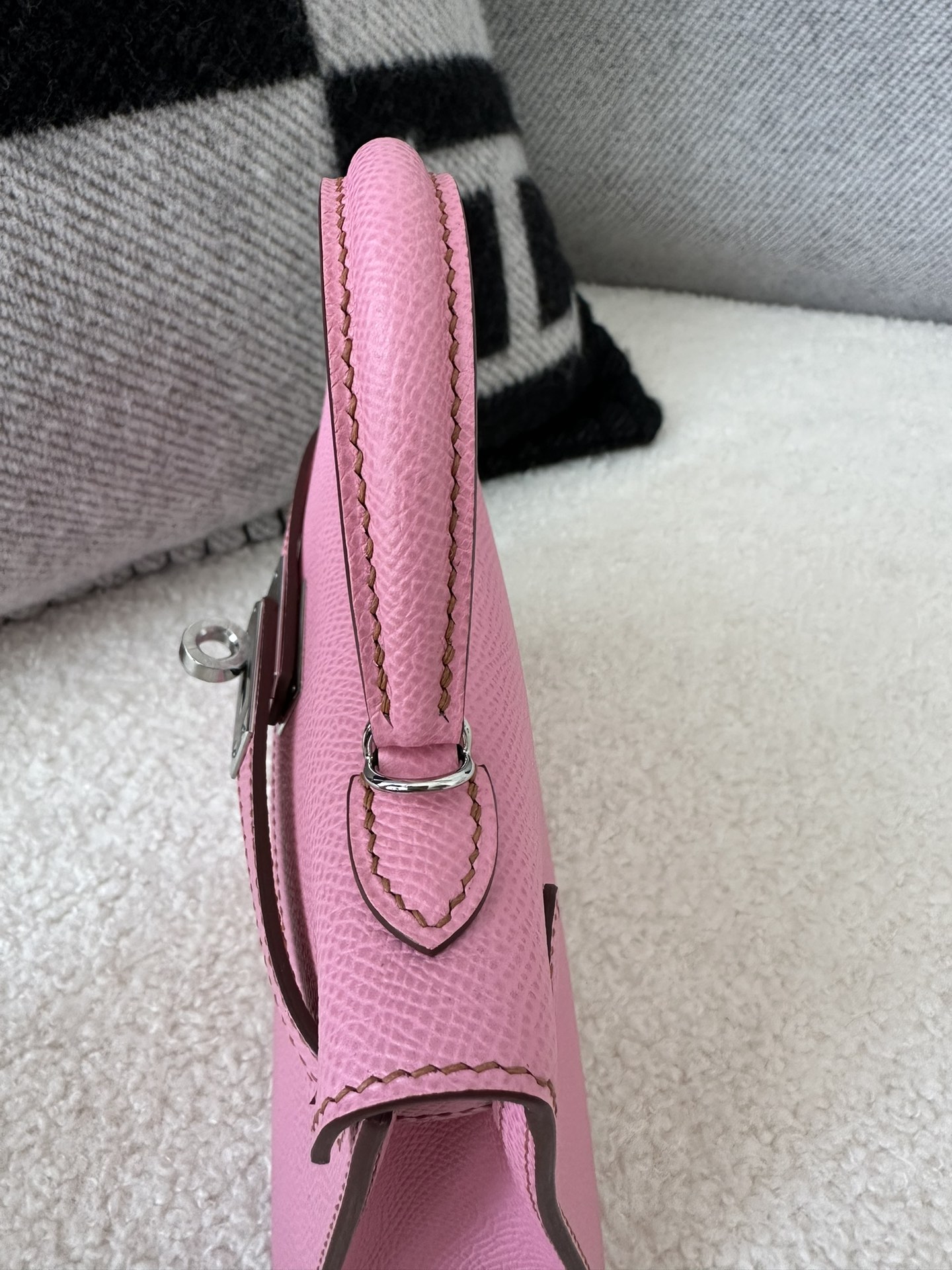 [Pre-order] Hermes Mini Kelly 5P Bubblegum Pink Epsom Palladium Hardware Full handmade 100% คุณภาพ VIP เกรดดีที่สุด