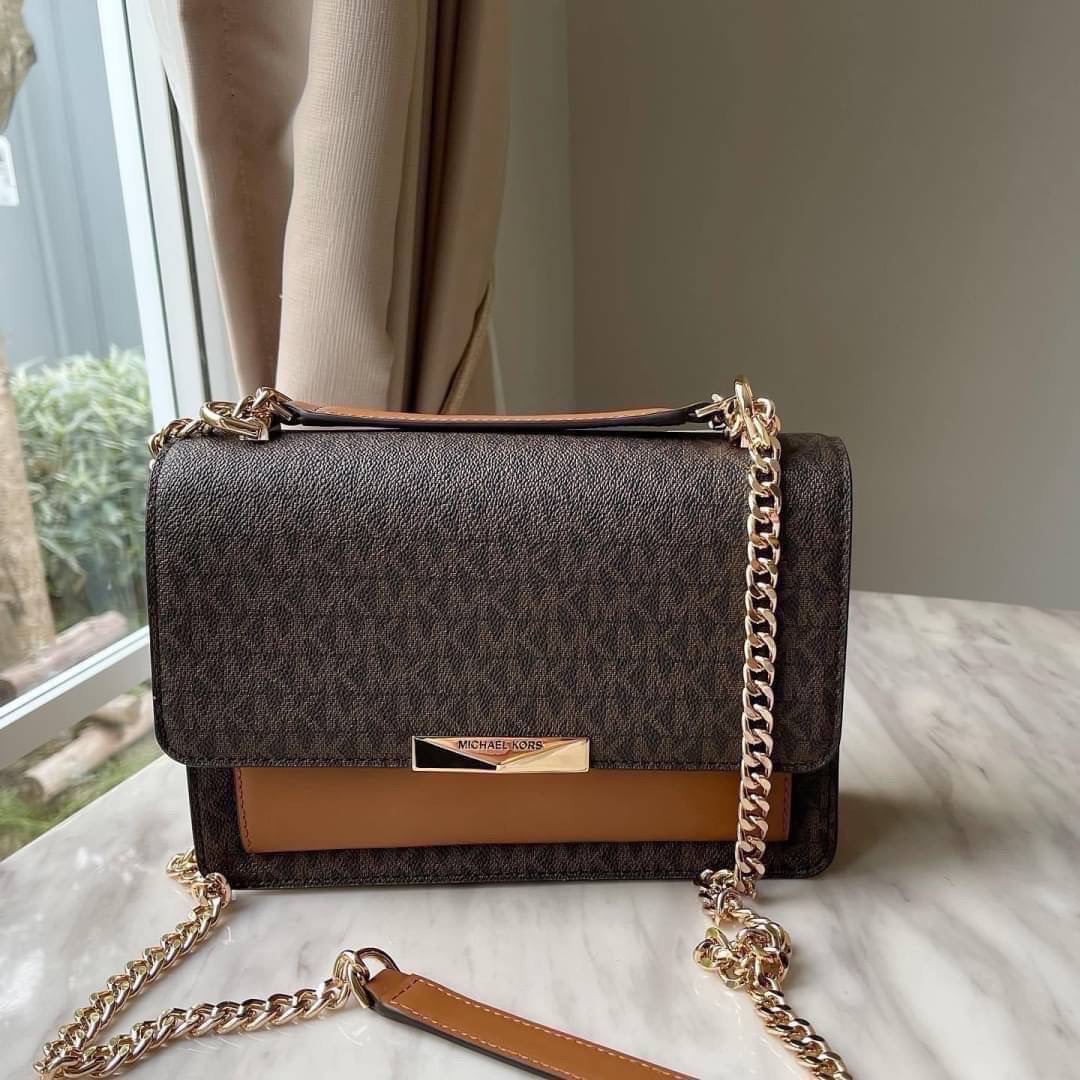 New MICHAEL Michael Kors Jade Logo Shoulder Leather Bag