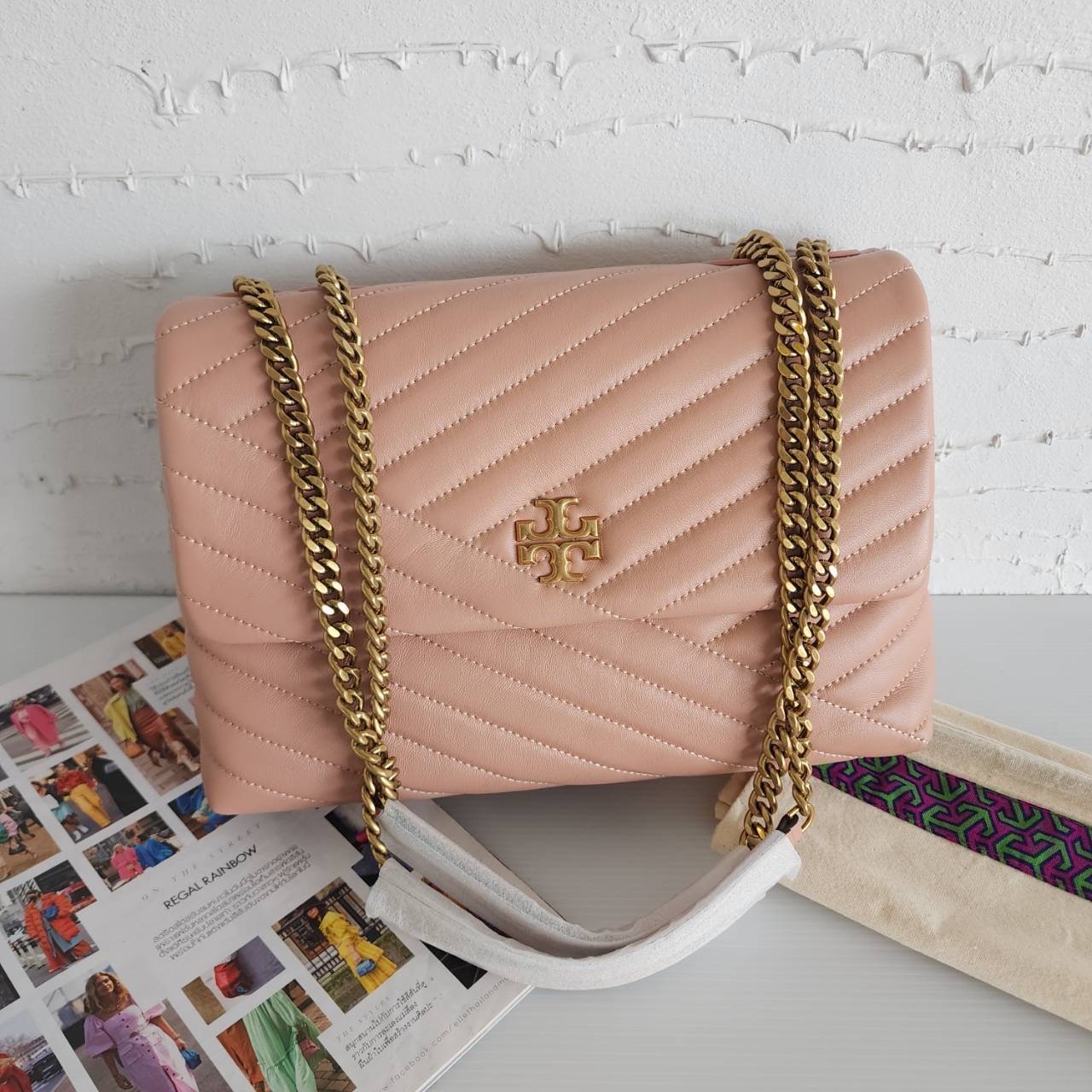 New TORY BURCH Ladies Kira Chevron Shoulder Bag