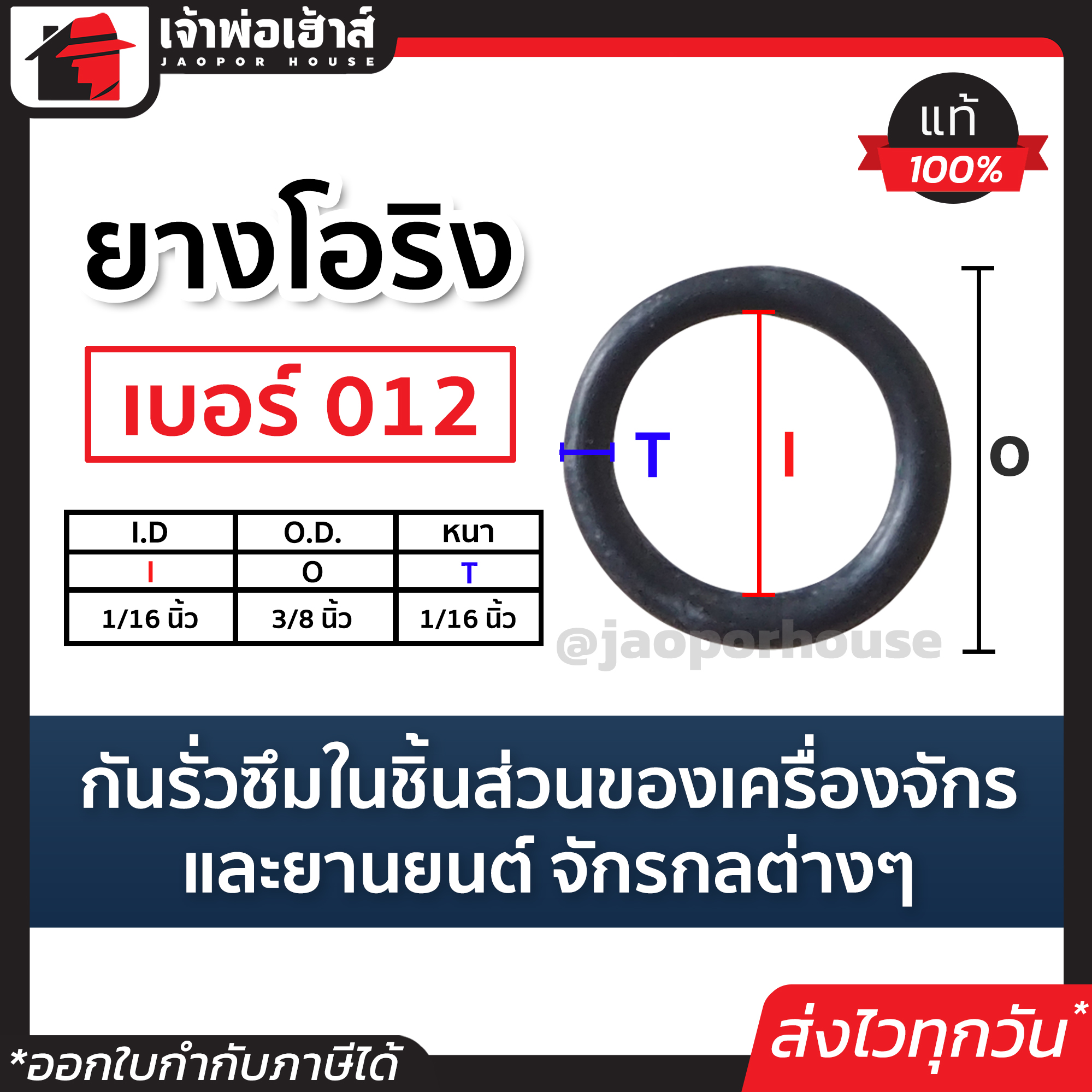 โอริง ยาง o ring เบอร์ 012 กันรั่วซึมในชิ้นส่วนของเครื่องจักรและยานยนต์ จักรกลต่างๆ ซีลยาง o ring silicone ยางโอริงสีดำ เเหวนยาง