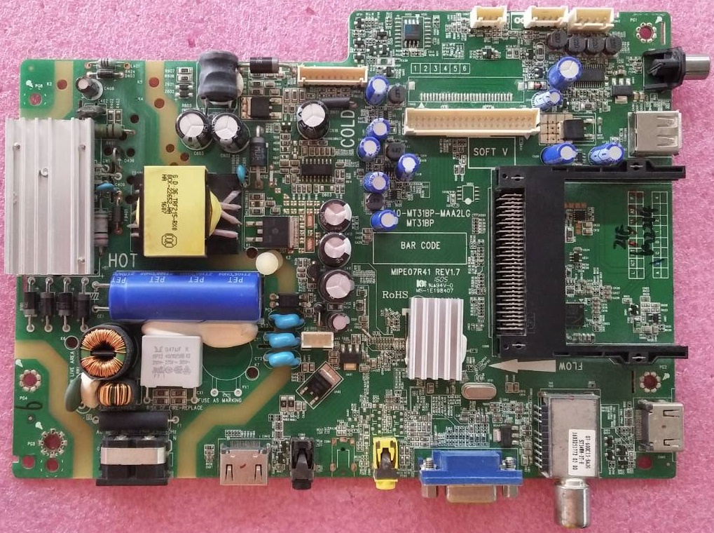 วันบอร์ดทีวี ทีซีแอล TCL อะไหล่แท้มือสองพร้อมใช้งาน รุ่นLED32D2730 พาร์ทบอร์ด 40-MT31BP-MAA2LG :เวอร์ชั่นทีบาร์ ST3151A05-8