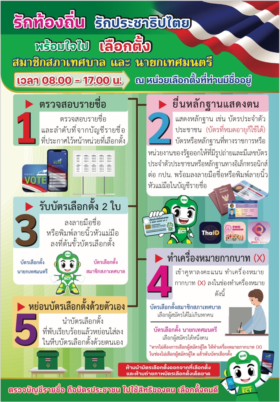 โปสเตอร์ประชาสัมพันธ์เลือกตั้งสมาชิกสภาเทศบาลและนายกเทศมนตรี