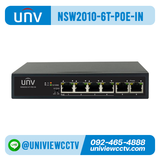 สวิทช์ UNIVIEW รุ่น NSW2010-6T-PoE-INl l 6×100Mbps network ports (RJ45), including 4 PoE ports