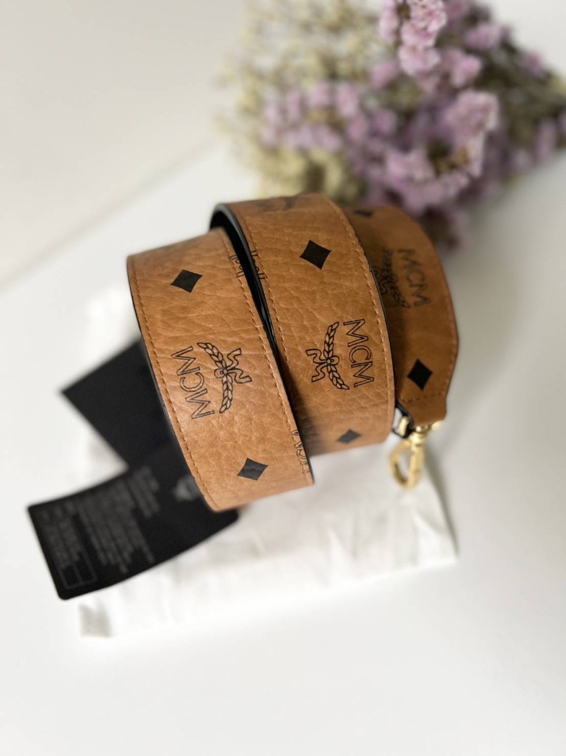 New MCM Women's Shoulder Straps สายยาว 37” วัดจากขอเกี่ยว อปก.ถุงผ้า/การ์ด