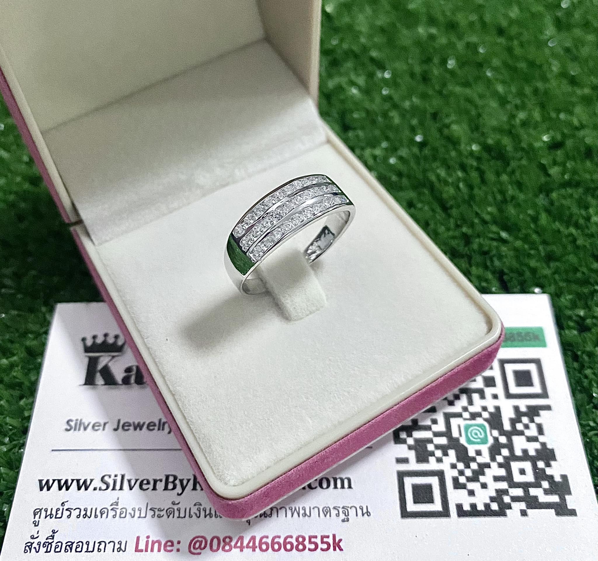 แหวนเงินแท้ ประดับเพชร เคลือบทองคำขาว งานสวยๆ ไซส์ size 49, 50, 51, 52, 53, 54, 55, 56, 57, 58, 59