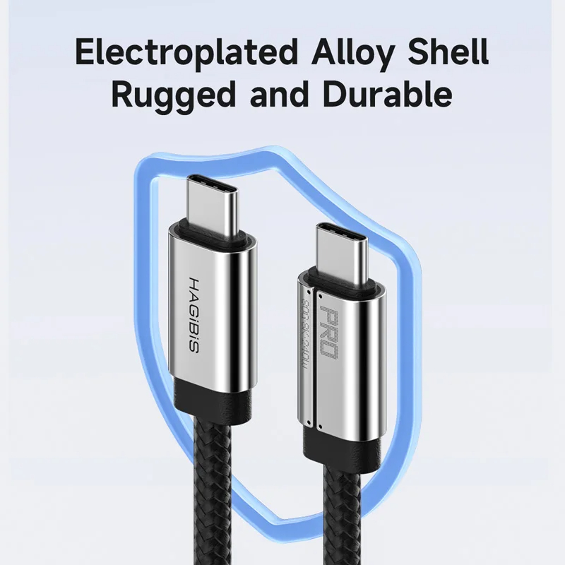 Hagibis UC4X USB4 V2 Cable, Super Soft 80Gpbs 240W 8K@60Hz USB C to Type-C Fast Charging Cable Thunderbolt4 5