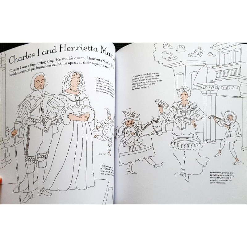 หนังสือ ระบายสี นิทานความรู้ ภาษาอังกฤษ USBORNE KING&QUEENS TO COLOUR/ใหม่